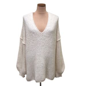 Free People All Mine Sweater Size Medium Cream Ecru Puff Sleeve Pullover